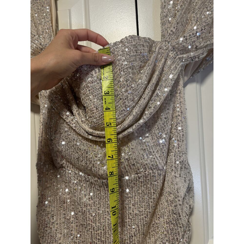 PrettyLittleThing Sequin Bardot Dress Size 12 - Picture 6 of 10